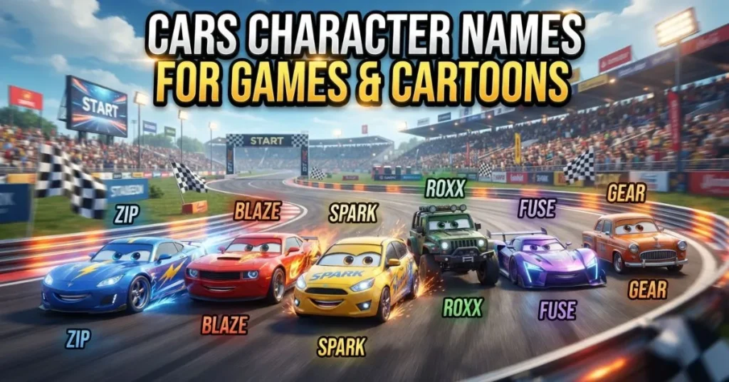 Cars Character Names for Games & Cartoons