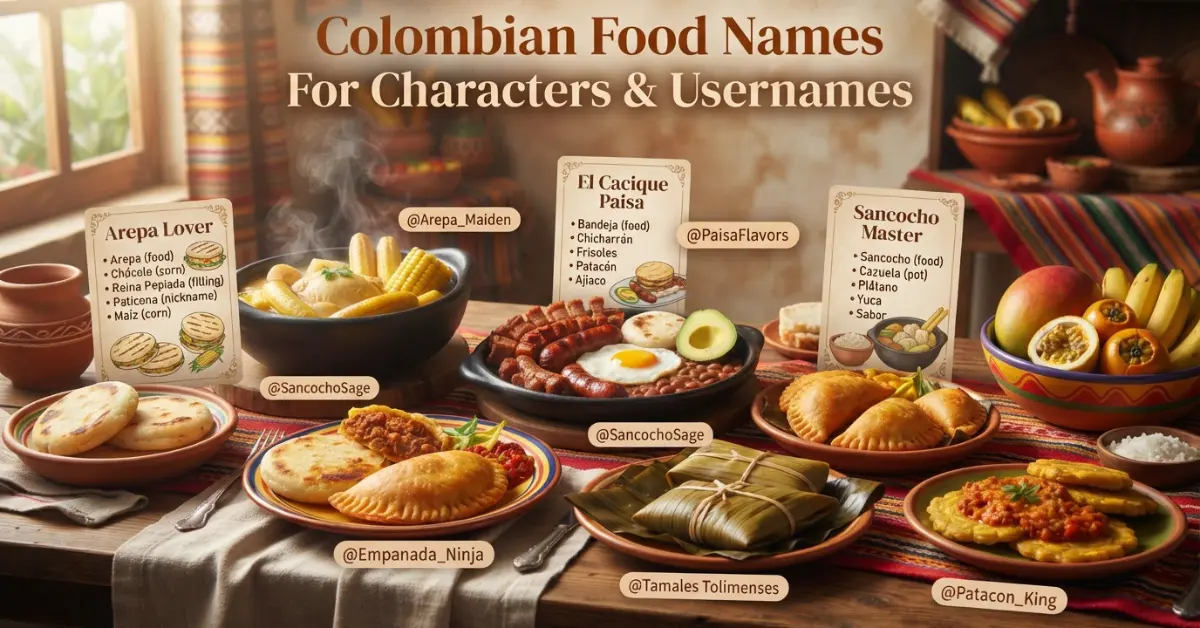 Colombian Food Names For Characters & Usernames